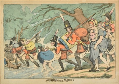 Lot 169 - Military caricatures. A mixed collection of eleven caricatures, mostly early 19th century.