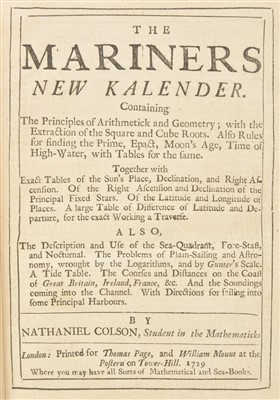 Lot 337 - Colson (Nathaniel). The Mariners New Kalender. 1729