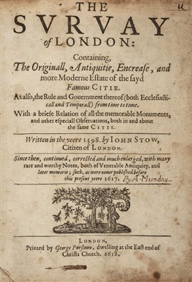 Lot 105 - Stow (John). The Survay of London, 1618