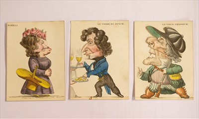 Lot 540 - Moveable cards. A set of French caricature cards, circa 1820s-30s