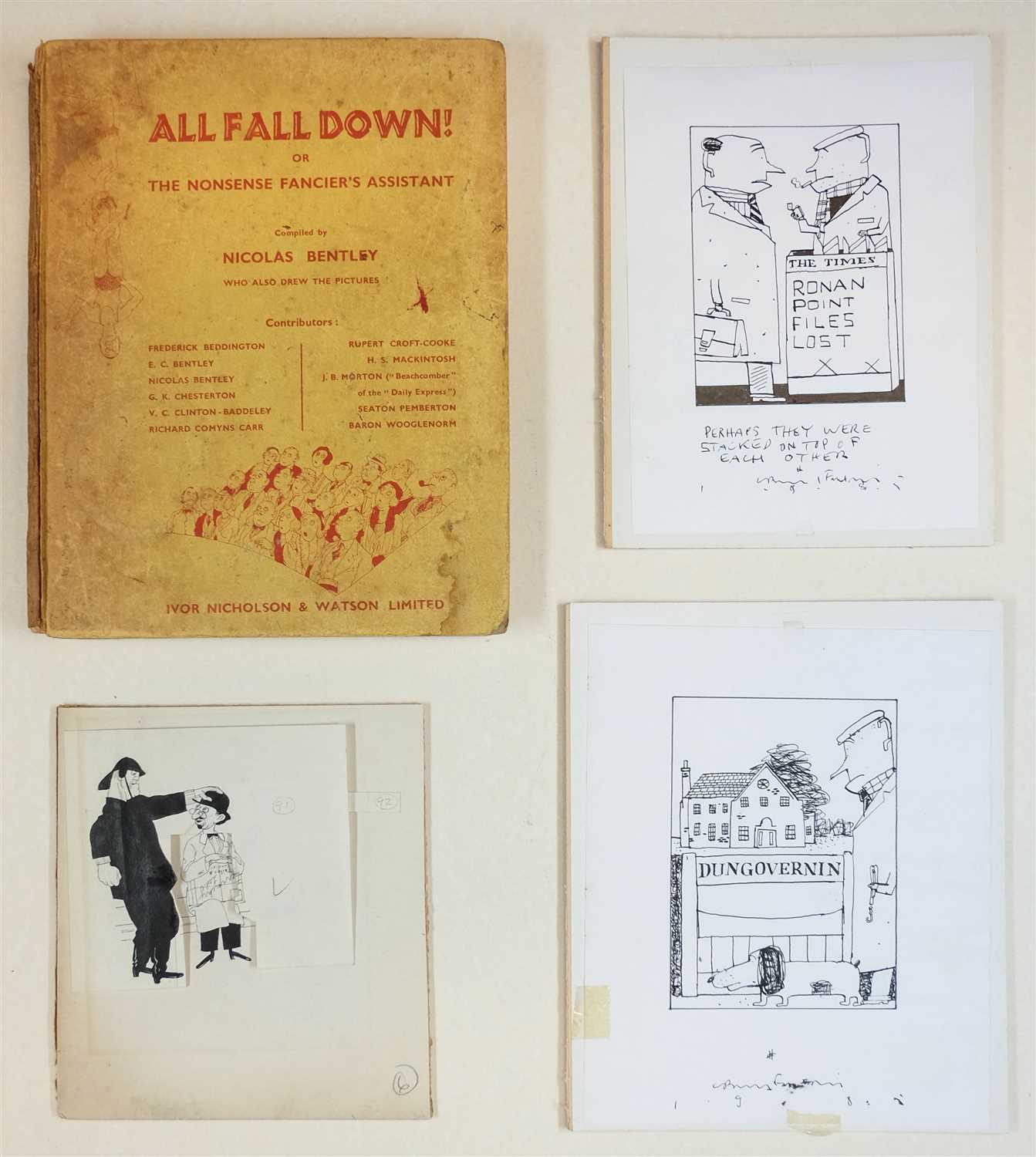 Lot 10 - Bentley (Nicolas Clerihew, 1907-1978). Original pen and ink cartoon with three layers, circa 1932