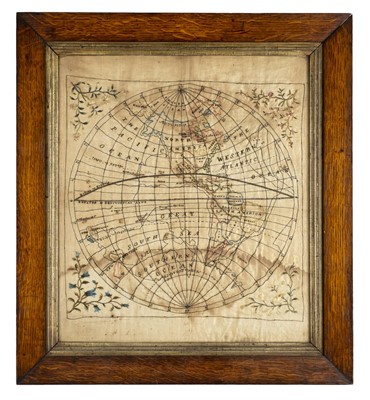 Lot 140 - Embroidered map. The Americas, circa 1810