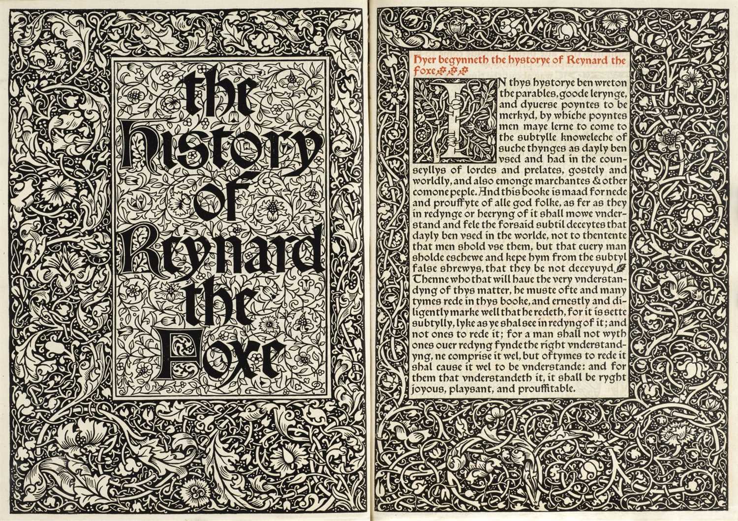 Lot 402 - Kelmscott Press. The History of Reynard the Foxe, by William Caxton, Printed by William Morris, 1892