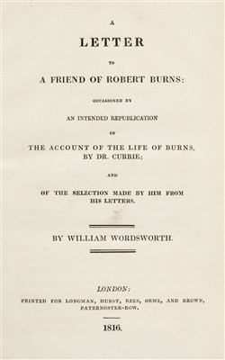 Lot 344 - Wordsworth (William). A Letter to a Friend of Robert Burns, 1st edition, 1816