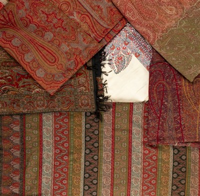 Lot 196 - Shawls. A large woven striped shawl, mid 19th century
