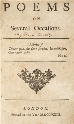 Lot 206 - Smedley (Jonathan). Poems on Several Occasions, 1st edition, 2nd issue, 1723