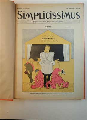 Lot 142 - Simplicissimus. A collection of approximately 150 issues bound in 6 volumes, 1904/1915