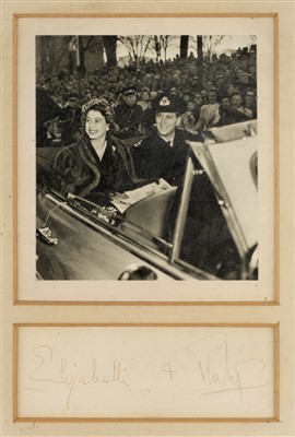Lot 261 - Elizabeth II (Queen of United Kingdom & Prince Philip). Autograph signatures, circa 1950