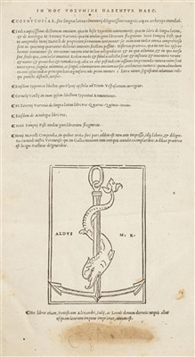 Lot 198 - Perotto (Niccolo). Cornucopiae, Venice: heirs of Aldus Manutius the Elder, 1517