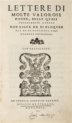 Lot 319 - Lando (Ortensio). Lettere do Molte Valorose, Venice, 1549