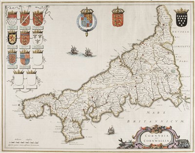 Lot 18 - Cornwall. Blaeu (Johannes), Cornubia sive Cornwallia, Amsterdam, circa 1645