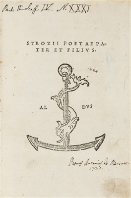 Lot 345 - Strozzi (Tito Vespasiano & Ercole). Poetae, 1st edition, Venice: Aldus, 1513