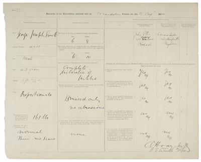 Lot 255 - Brides in the Bath Murders. The Original Execution Record, Maidstone Prison, 1915