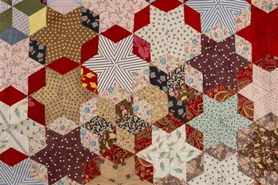 Lot 186 - Quilts. A patchwork quilt made by Mrs. Twine,  Sussex, early 20th century
