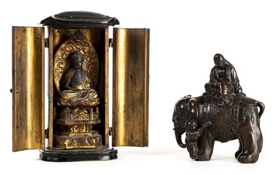 Lot 76 - Chinese figural group. A Chinese bronzed figural group circa 1900