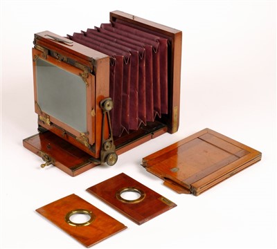 Lot 311 - J. Lancaster & Son "The International" tailboard half-plate camera, circa 1886