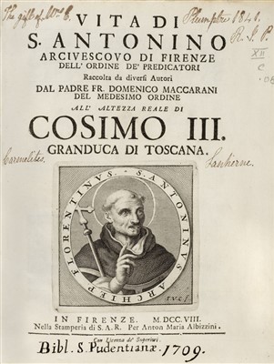 Lot 325 - Maccarani (Domenico). Vita di S. Antonino
