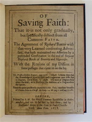 Lot 121 - Baxter (Richard). Of Saving Faith, 1658