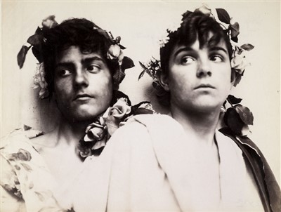 Lot 204 - Gloeden (Wilhelm von, 1856-1931). Head and shoulder portrait of 2 Sicilian boys in robes, circa 1900