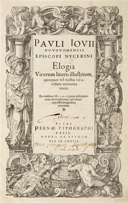 Lot 313 - Giovio (Paolo). Elogia virorum literis illustrium..., 1577