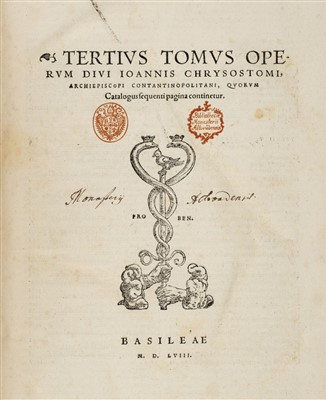 Lot 158 - Chrysostom (St. John). Operum divi Joannis Chrysostom