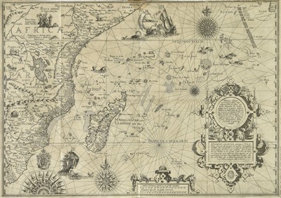 Lot 43 - Linschoten (Jan Huyghen van). Navigatio ac itinerarium in orientalem, 1st edition in Latin, 1599