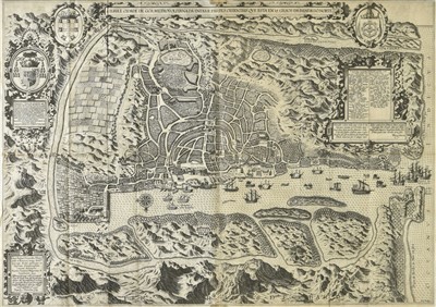 Lot 43 - Linschoten (Jan Huyghen van). Navigatio ac itinerarium in orientalem, 1st edition in Latin, 1599