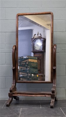 Lot 131 - Mirror. A Victorian mahogany cheval mirror