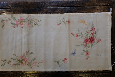 Lot 179 - Painted fabric. Three pieces of hand-painted fabric, English, 18th century