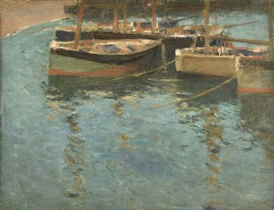 Lot 380 - Olsson (Julius, R.A., 1864-1942). Early Morning , St Ives Harbour, Cornwall