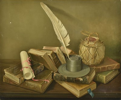 Lot 357 - Continental School. Still life of Antique Books
