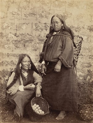 Lot 34 - Tibet. Two Bhoorka women selling eggs and butter, c. 1880s