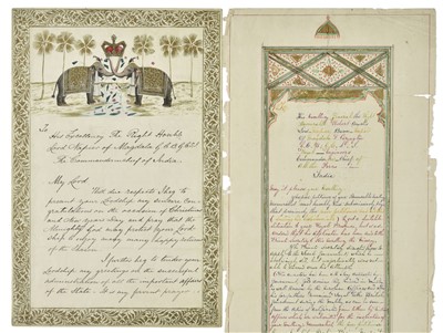 Lot 268 - India. Two illuminated letters to Robert Napier as commander-in-chief, India, 1873-6