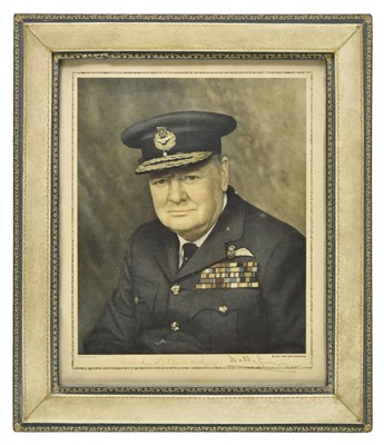 Lot 256 - Churchill (Sir Winston, 1874-1965). A signed portrait print of Churchill