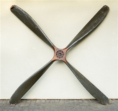 Lot 127 - Propeller. A rare WWI BE2c four blade propeller