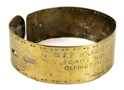 Lot 56 - Dog collar. A Victorian brass dog collar