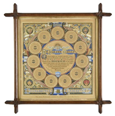 Lot 265 - Illuminated Testimonial. P. & O. Stewards' Department testimonial to Robert Grills, January, 1869