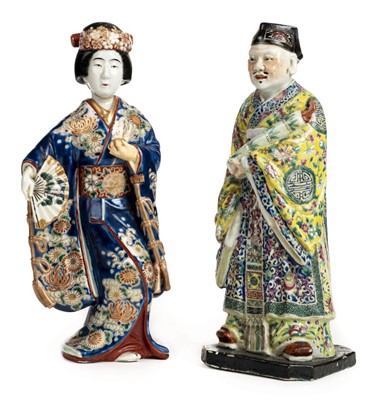 Lot 77 - Chinese figure. A 19th century porcelain figure of a Scholar