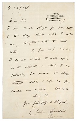 Lot 259 - Darwin (Charles, 1809-1822).