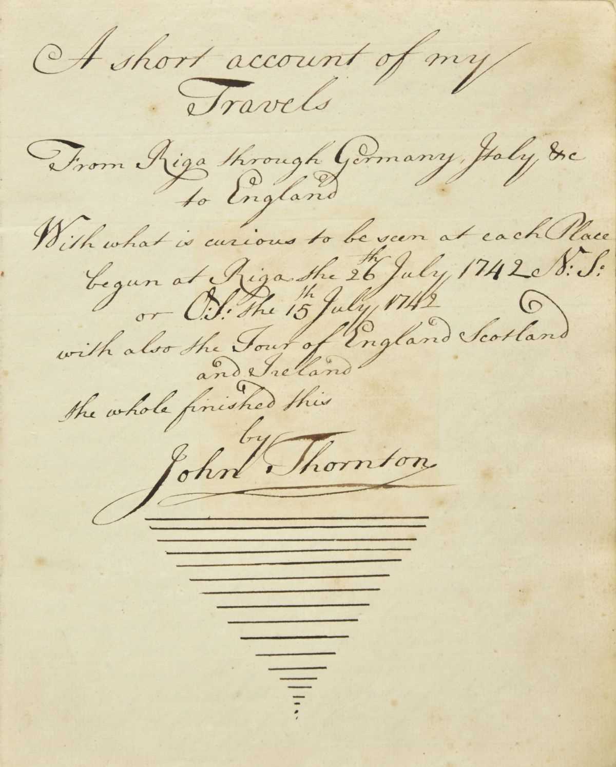 Lot 67 - Thornton (John). 'A short account of my