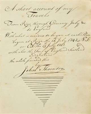 Lot 67 - Thornton (John). 'A short account of my Travels from Riga through Germany', 1742