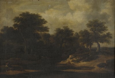 Lot 213 - Ruysdael (Salomon, 1602 - 1670). Landscape with figures by a pool
