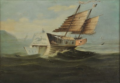 Lot 333 - Namcheong (active 1840 - 1870), Nine Stage Pagoda, & Chinese Junk at Sea