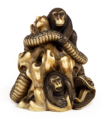 Lot 94 - Okimono. A fine Japanese Meiji period ivory netsuke
