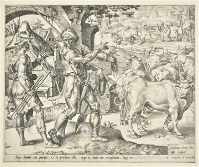 Lot 234 - Coornhert (Dirk Volkertsz, 1522-1590). The Parable of the Great Banquet: The Second Excuse, 1558-59