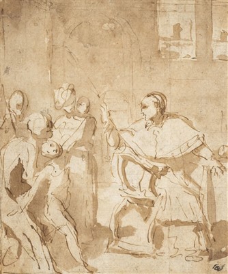 Lot 228 - Attributed to Taddeo Zuccaro (1529-1566). Interior Scene