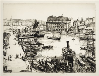 Lot 443 - Nixon (Job, 1891-1938). Repair Yard, Marseilles, etching with drypoint