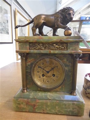 Lot 50 - Clock. A French onyx mantel clock circa 1900