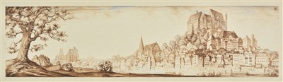 Lot 303 - German School. View of hillside town, late 19th century