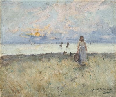 Lot 367 - Rattray (Alexander Wellwood 1849-1902). Evening on the Clyde, oil on board